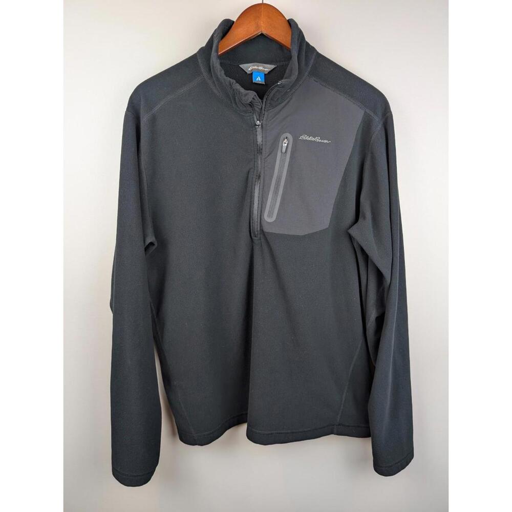 Eddie Bauer Men's Large Black First Accent Fleece w Front Zippered Pocket